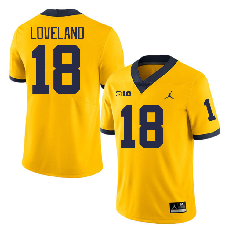 Colston Loveland Michigan Jersey,Michigan Wolverines #18 Colston Loveland Jersey Youth-Maize